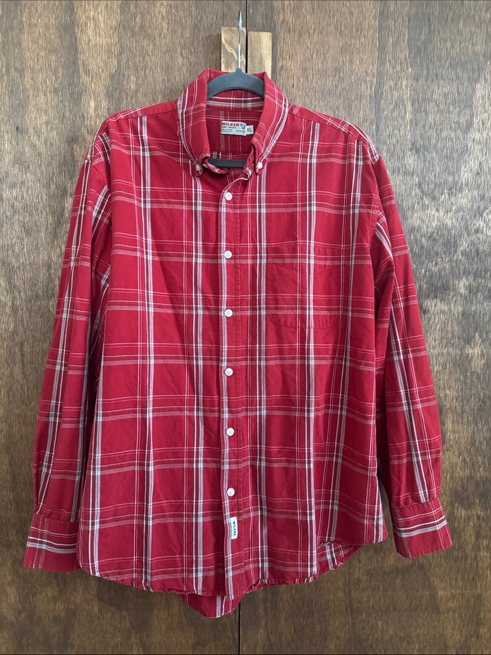 Wilker Red Plaid Long-Sleeve Button-Down Shirt